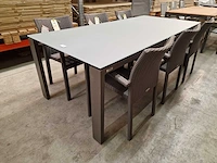 Jati-kebon - alu tuintafel arolla taupe 220 x 100cm + lichtgrijs glas - afbeelding 1 van  4