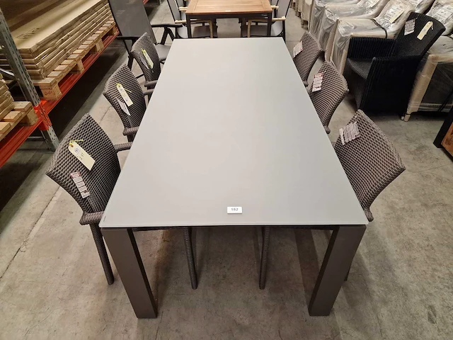 Jati-kebon - alu tuintafel arolla taupe 220 x 100cm + lichtgrijs glas - afbeelding 3 van  4
