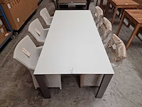 Jati-kebon - alu tuintafel arolla taupe 220 x 100cm + wit glas - afbeelding 3 van  4