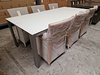Jati-kebon - alu tuintafel arolla taupe 220 x 100cm + wit glas - afbeelding 1 van  3