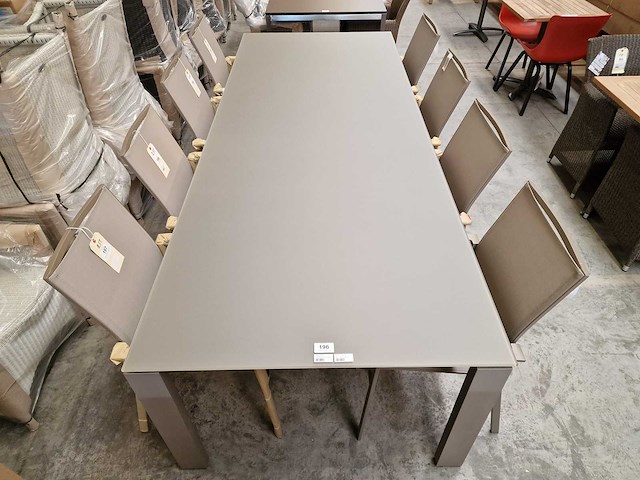 Jati-kebon - alu tuintafel arolla xl champagne 280 x 110cm + taupe glas - afbeelding 3 van  4