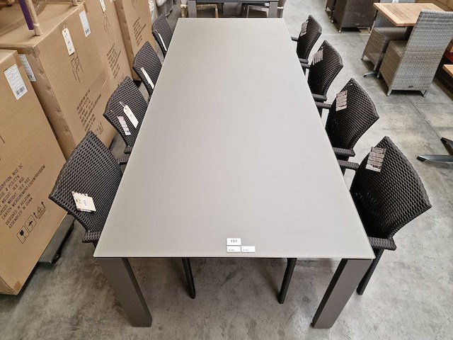 Jati-kebon - alu tuintafel arolla xl taupe 280 x 110cm + taupe glas - afbeelding 3 van  4