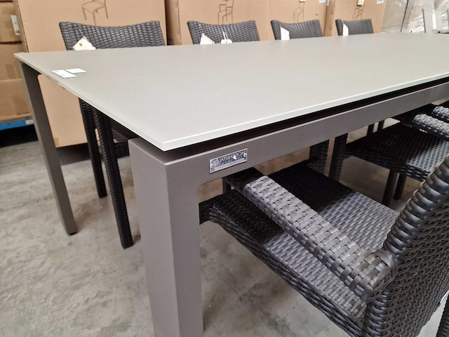 Jati-kebon - alu tuintafel arolla xl taupe 280 x 110cm + taupe glas - afbeelding 4 van  4