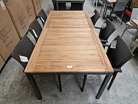 Jati-kebon - alu tuintafel haiti antraciet 200-260 x 100cm + teak blad - afbeelding 2 van  10