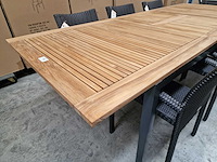 Jati-kebon - alu tuintafel haiti antraciet 200-260 x 100cm + teak blad - afbeelding 4 van  10