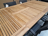 Jati-kebon - alu tuintafel haiti antraciet 200-260 x 100cm + teak blad - afbeelding 5 van  10
