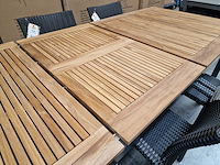 Jati-kebon - alu tuintafel haiti antraciet 200-260 x 100cm + teak blad - afbeelding 6 van  10