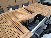 Jati-kebon - alu tuintafel haiti antraciet 200-260 x 100cm + teak blad - afbeelding 7 van  10
