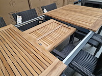 Jati-kebon - alu tuintafel haiti antraciet 200-260 x 100cm + teak blad - afbeelding 8 van  10