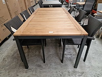 Jati-kebon - alu tuintafel haiti antraciet 200-260 x 100cm + teak blad - afbeelding 10 van  10