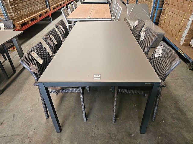 Jati-kebon - alu tuintafel haiti antraciet 200 x 100cm + taupe glas - afbeelding 2 van  4