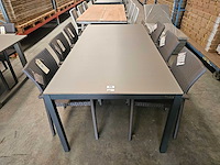Jati-kebon - alu tuintafel haiti antraciet 200 x 100cm + taupe glas - afbeelding 2 van  4