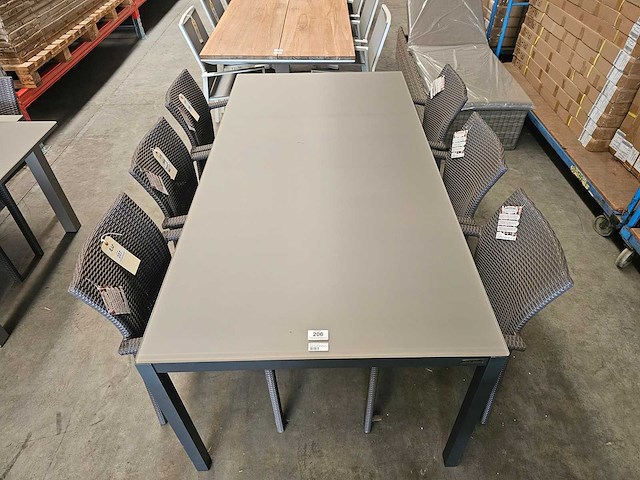 Jati-kebon - alu tuintafel haiti antraciet 200 x 100cm + taupe glas - afbeelding 3 van  4