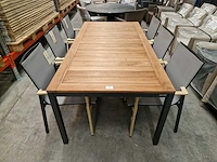 Jati-kebon - alu tuintafel haiti antraciet 200 x 100cm + teak top brede latten - afbeelding 2 van  4