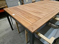 Jati-kebon - alu tuintafel haiti antraciet 200 x 100cm + teak top brede latten - afbeelding 3 van  4