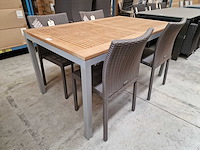 Jati-kebon - alu tuintafel haiti zilver 150 x 90cm + teak blad - afbeelding 1 van  4