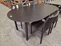 Jati-kebon alu tuintafel ovaal 190 x 110cm + hpl blad zwart - afbeelding 1 van  4