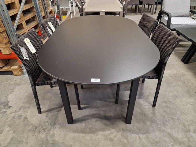 Jati-kebon alu tuintafel ovaal 190 x 110cm + hpl blad zwart - afbeelding 2 van  4