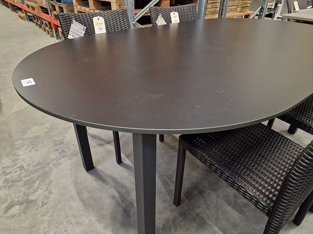 Jati-kebon alu tuintafel ovaal 190 x 110cm + hpl blad zwart - afbeelding 4 van  4