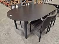 Jati-kebon alu tuintafel ovaal 190 x 110cm + hpl blad zwart