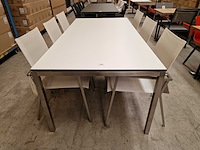 Jati-kebon inox tuintafel martinique 200 x 100cm + hpl blad wit 1cm dik - afbeelding 2 van  4