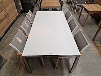 Jati-kebon inox tuintafel martinique 200 x 100cm + hpl blad wit 1cm dik - afbeelding 2 van  3