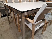 Jati-kebon inox tuintafel martinique 200 x 100cm + hpl blad wit 1cm dik - afbeelding 3 van  3