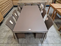 Jati-kebon inox tuintafel martinique 220 x 100cm + hpl taupe 1cm dik - afbeelding 3 van  4