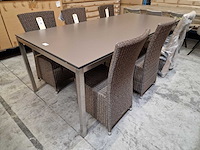 Jati-kebon inox tuintafel martinique 220 x 100cm + hpl taupe 1cm dik - afbeelding 1 van  4