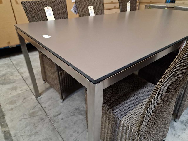 Jati-kebon inox tuintafel martinique 220 x 100cm + hpl taupe 1cm dik - afbeelding 4 van  4