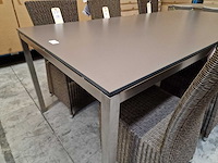 Jati-kebon inox tuintafel martinique 220 x 100cm + hpl taupe 1cm dik - afbeelding 4 van  4