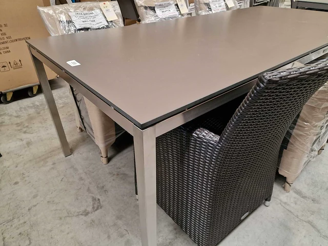Jati-kebon inox tuintafel martinique 220 x 100cm + hpl taupe 1cm dik - afbeelding 4 van  4
