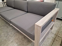 Jati-kebon teak lounge sofa set hamilton grijs met kussens olefin - afbeelding 10 van  12