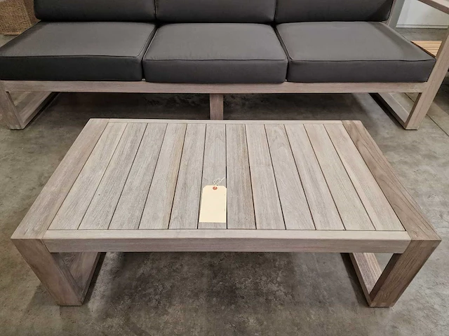 Jati-kebon teak lounge sofa set hamilton grijs met kussens olefin - afbeelding 4 van  12