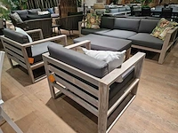 Jati-kebon teak lounge sofa set hamilton grijs met kussens olefin - afbeelding 7 van  12