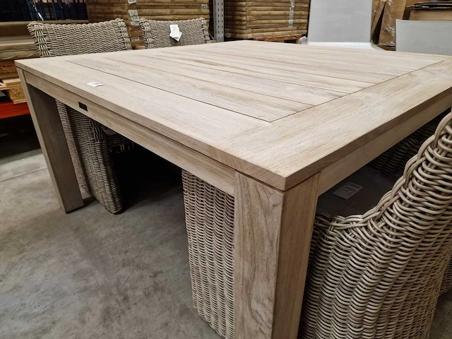 Jati-kebon teak tuintafel coventry 150cm x 150cm instant grey - afbeelding 4 van  4