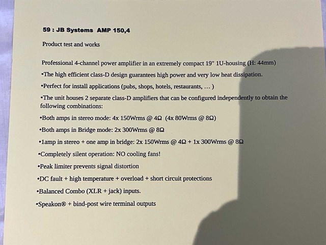 Jbsystems amp 150.4 versterker - afbeelding 4 van  4