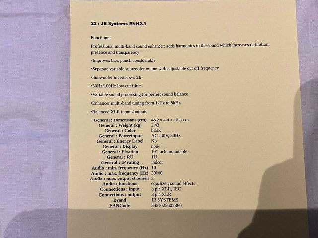 Jbsystems enh 2.3 soundprocessor - afbeelding 4 van  4