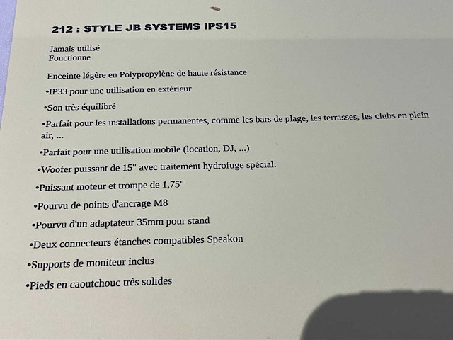 Jbsystems ips15 luidspreker - afbeelding 4 van  4