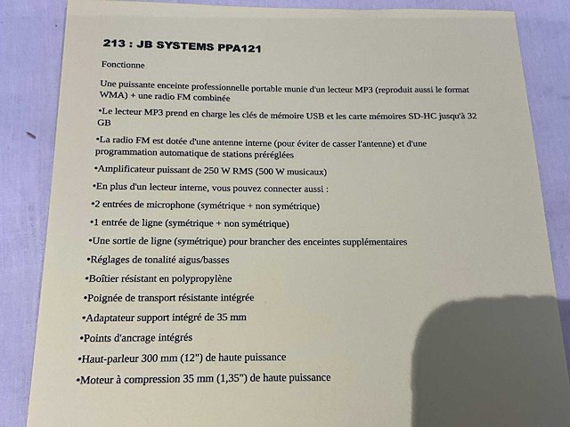 Jbsystems ppa121 luidspreker - afbeelding 4 van  4