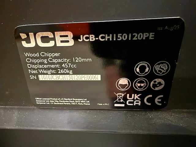 Jcb - ch150120pe - houthakselaar 2026 - versnippercapaciteit 120 mm - afbeelding 3 van  17