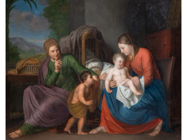 Jean-baptiste delandtsheer (1797-1863), the virgin and child with saint anne and the young john the baptist, 1825, oil on canvas 60 x 72.5 cm. (23.62 x 28.53 in.), frame: 92 x 106 cm. (36.21 x 41.72 in.) - afbeelding 1 van  5