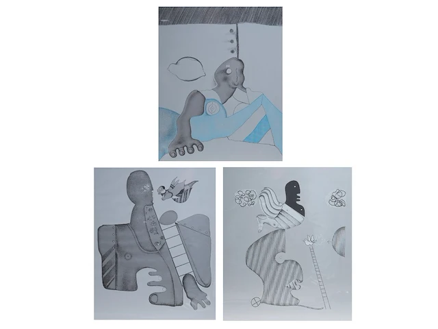 Jean bilquin (1938), three lithographs, n° 17/50 53 x 42 cm. (20.87 x 16.53 in.), frame: 61 x 51 cm. (24.01 x 20.07 in.) - afbeelding 1 van  10