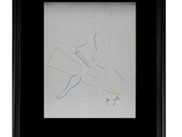Jean cocteau (1889-1963), satyr, ca. 1957, colour pencil drawing 27 x 21 cm. (10.63 x 8.26 in.), frame: 43.5 x 34 cm. (17.12 x 13.39 in.) - afbeelding 2 van  4