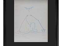 Jean cocteau (1889-1963), sphinx, 1957, colour pencil drawing 27 x 21 cm. (10.63 x 8.26 in.), frame: 43.5 x 34 cm. (17.12 x 13.39 in.) - afbeelding 2 van  4