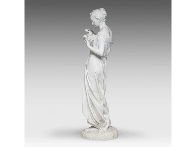 Jean gautherin (1840-1890), a biscuit sculpture of a woman feeding birds 70 cm. (27.55 in.) - afbeelding 3 van  9