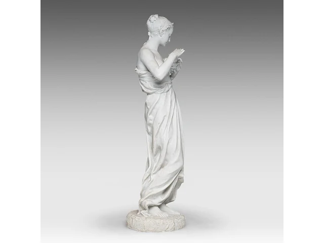 Jean gautherin (1840-1890), a biscuit sculpture of a woman feeding birds 70 cm. (27.55 in.) - afbeelding 5 van  9