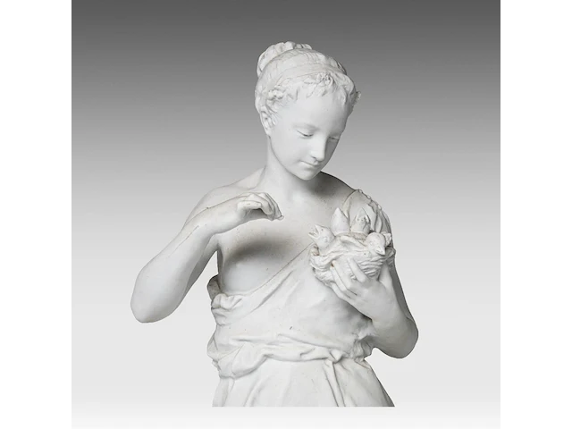 Jean gautherin (1840-1890), a biscuit sculpture of a woman feeding birds 70 cm. (27.55 in.) - afbeelding 7 van  9