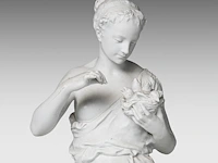 Jean gautherin (1840-1890), a biscuit sculpture of a woman feeding birds 70 cm. (27.55 in.) - afbeelding 7 van  9