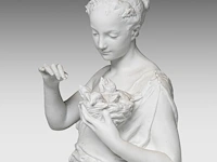 Jean gautherin (1840-1890), a biscuit sculpture of a woman feeding birds 70 cm. (27.55 in.) - afbeelding 8 van  9